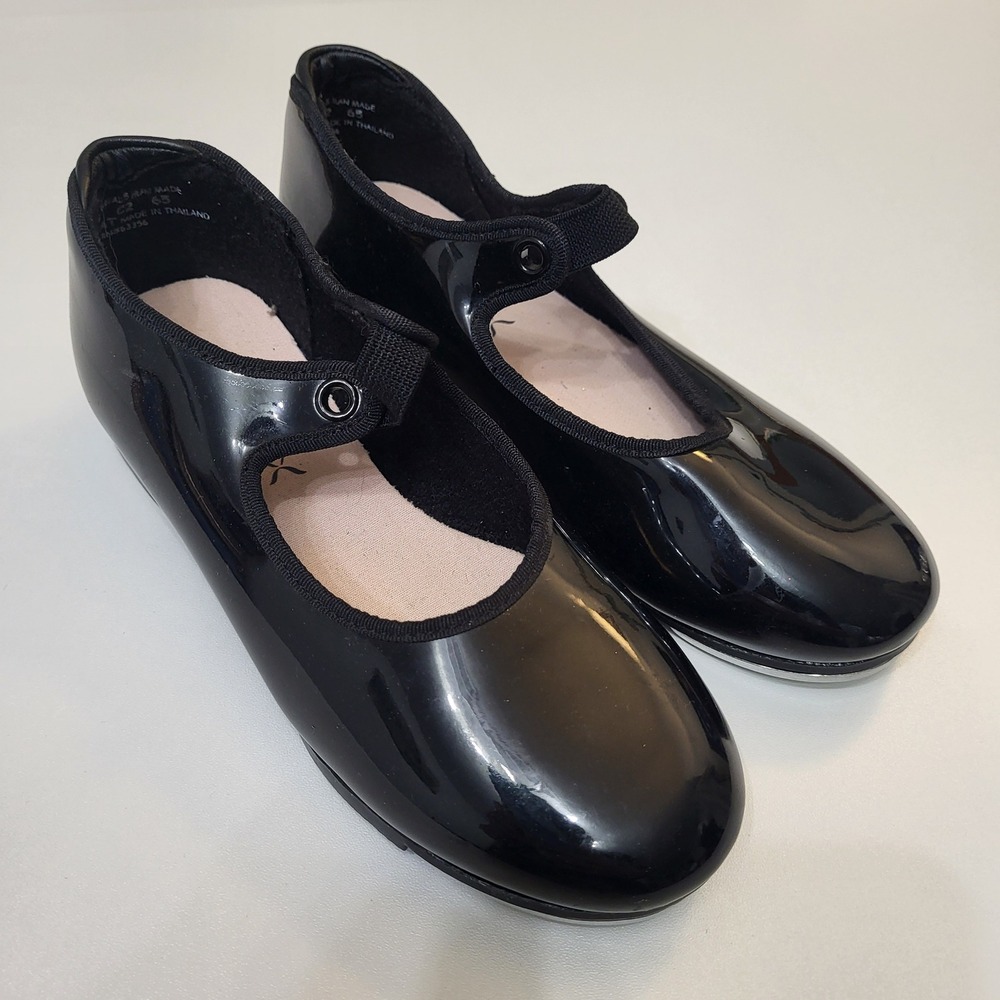 Capezio N625C Jr Tyette Black Patent Mary Jane Tap Shoes Kids Size 1N